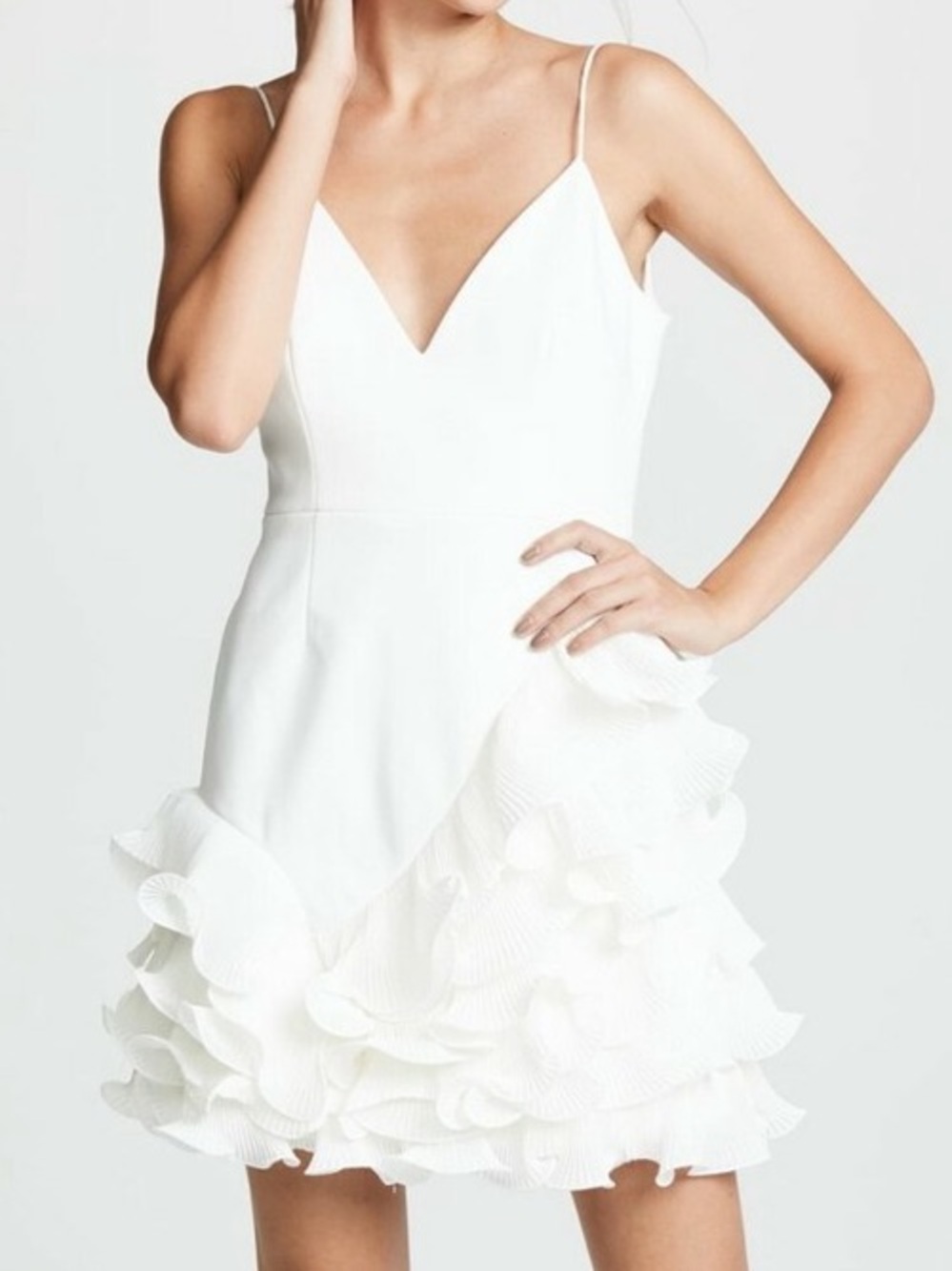 La Maison Talulah | Ruffle Golda Mini Dress Ivory White Spaghetti Strap | XS